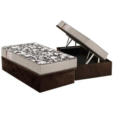 Imagem de Conjunto Box Baú Solteiro: Colchão Espuma Ortobom D26 Physical Ultra Resistente + Base CRC Suede Brown (88x188)