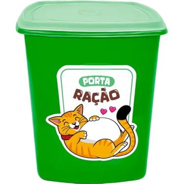 Imagem de Porta Ração 6 litros Pote para Ração de Cães e Gatos (Gato Verde)
