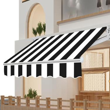 Imagem de Substituição De Lona 12.8x13.1ft / 390x400cm Toldo Sombra Toldos Para Pátio Sombra Retrátil Lona (sem Moldura) Preto Branco Padrão De Listras Sombra Ao Ar Livre Enrolar, Black, 12.8x13.1FT / 390x400CM