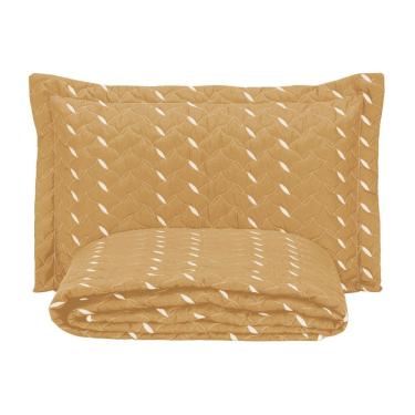 Imagem de Cobre Leito Solteiro Heitor Bordado Hipercal 400 Fios 2 Peças - Amarelo