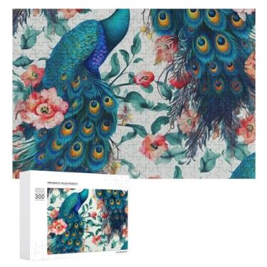 Imagem de Quebra-cabeça para adultos 1000 peças quebra-cabeça desafiador lindo pavão flores quebra-cabeça com letras na parte de trás quebra-cabeça personalizado perfeito para noites de jogo