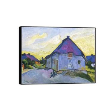 Imagem de MUHJDYC Hermann Max Pechstein Pintura Famosa - Noite de Outono - Imagem de Arte em Tela - Arte de Parede para Sala de Estar - Reprodução 60x80cm-23x31in Moldura Preta