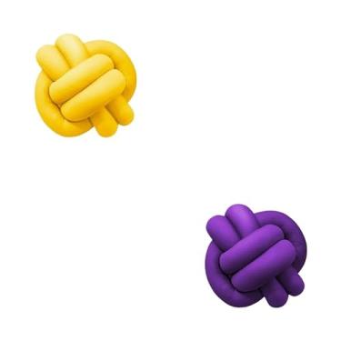 Imagem de Almofadas De Nó 28cm x 28cm Lindas Decorativas Sala Sofá Cama Cores (AMARELO E ROXO)