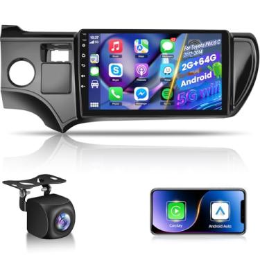 Imagem de Estéreo automotivo Android 4+64G para Toyota Prius C 2012 2013 2014 com carplay sem fio e Android Auto – Rádio IPS de tela sensível ao toque de 10 polegadas com DSP 32EQ, WiFi 5G, GPS, link espelhado