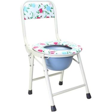 Imagem de Cômodas De Cabeceira, Cadeira De Toalete, Cadeira De Banho Dobrável Com Encosto, Carga Máxima 150kg, White Bold