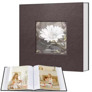 Imagem de popotop Álbum De Fotos 4X6, 100 Com Espaço Para Escrever, Capa Couro, Janela Exibição, Livro Casamento, Família, Presente Bebê