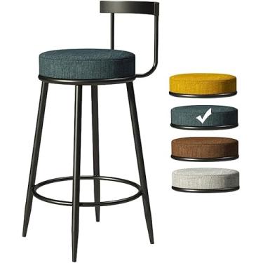 Imagem de Estilo Idustrial Têxtil Lie Barstool Com Encosto Banqueta Alta Kitche Diig Cadeira Café Da Manhã Couter, Grey, 65cm