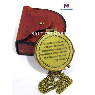 Imagem de Bússola de latão da NauticalMart J. R. Tolkien, citação gravada, bolso magnético direcional, presente personalizado para acampamento, caminhada e passeio, presente náutico