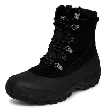 Imagem de LONDON FOG Botas de inverno masculinas impermeáveis Breckenridge – Botas de neve masculinas com isolamento de couro – cinza, preta ou marrom – masculinas, larguras médias ou extralargas, tamanho 7 a