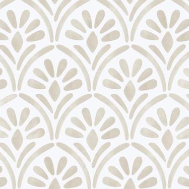 Imagem de Hopepak Papel de parede bege de 43,9 cm x 1,000 cm para quarto, banheiro, boho, papel de parede, setor, geométrico, papel de contato, aquarela, autoadesivo, texturizado, papéis de parede decorativos