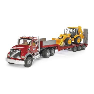 Imagem de Brinquedo Premium - Escala 1:16 - MACK - Caminhão Guincho com Retroescavadeira JCB