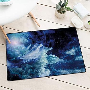 Imagem de Tapete de porta espacial durável, tapete de boas-vindas externo interno antiderrapante para entrada, tapete de baixo perfil para quintal, garagem, áreas de alto tráfego L 40 x C 80 cm, azul-escuro X