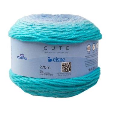 Imagem de Lã Cute Cisne 150 gramas 270 metros por novelo, 005 Mescla Tons Azuis
