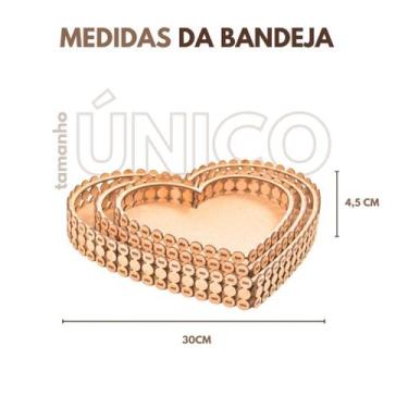 Imagem de Trio de Bandejas Coração Pérola MDF Cru Corte Laser Dia dos Namorados 
