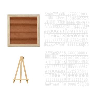 Imagem de Generic Quadro de feltro com letras, enfeite de mesa, moldura de madeira, quadro de mensagens trocável para casamento, Marrom