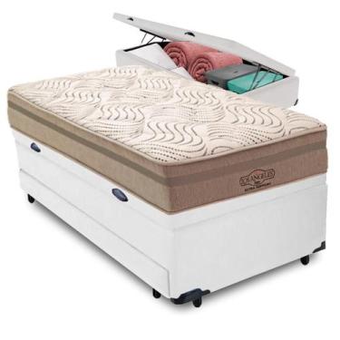 Imagem de Bicama Baú Branco Colchão Los Angeles Molas V-Tech Solteirão