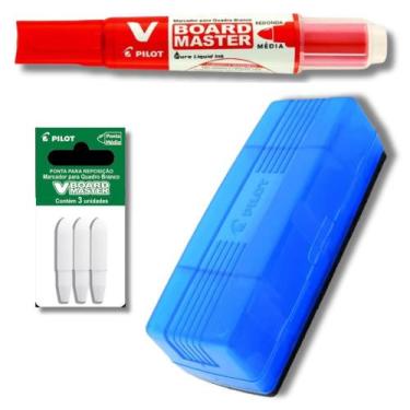 Imagem de Kit Marcador Quadro Branco Recarregável + Apagador de Quadro Branco + 