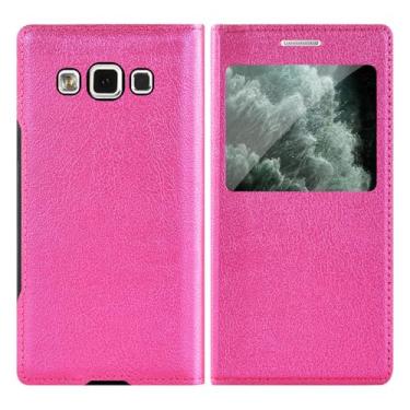 Imagem de Capa flip de couro transparente para Samsung Galaxy S22 Ultra 5G S21 Plus S20 FE S10 Lite S10e S9 S8 S7 Edge S6, capa de celular rosa vermelha para S20 FE