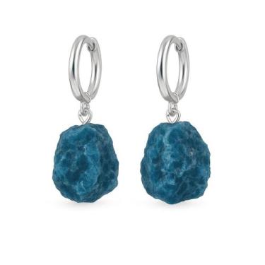 Imagem de Brinco de Argola Apatita - Cristal Natural, Prata 925