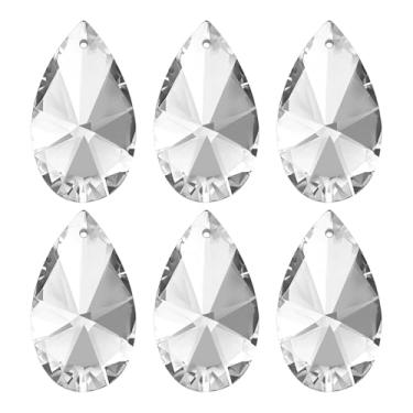 Imagem de PATIKIL Pingentes de cristal K9, contas de gota, pacote com 6 peças de prismas de lustre de 38 mm, contas penduradas, lâmpada DIY para decoração de artesanato, transparente