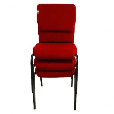 Imagem de 03 Cadeiras Empilhável Para Igrejas Evangélicas Linha Church Vermelho 