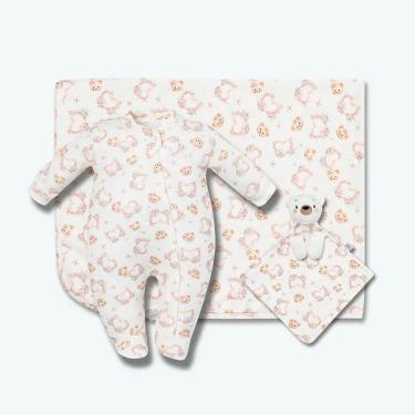 Imagem de Kit Macacão Cueiro e Naninha Hug Presenteável Amor de Urso-Feminino