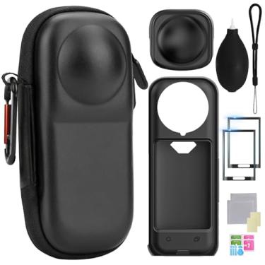 Imagem de Kit de acessórios de proteção Insta360 X5 com bolsa Insta 360 X5, capa protetora de silicone para câmera e capa protetora de silicone para lentes, 2 peças, protetor de tela, resistente a arranhões