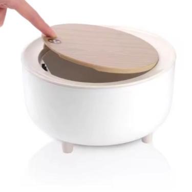 Imagem de Mini Lixeira de Mesa com Tampa Portátil Compacta Moderna e Funcional C