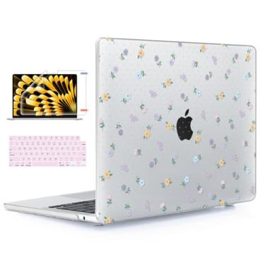 Imagem de YSCLBAHUK Capa compatível com MacBook Air de 15 polegadas 2025 2024 2023 versão M4 A3241 M3 A3114 M2 A2941 e tela de retina líquida, capa rígida com capa de teclado + película de tela + filme trackpad