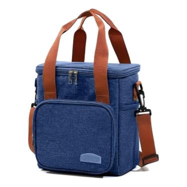 Imagem de Bolsa Térmica Grande para Marmita Dois Compartimentos Espaçosa e Resistente Ideal para Trabalho Escola Faculdade e Passeios Premium (Azul)