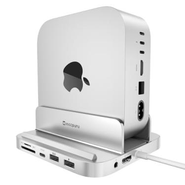 Imagem de Minisopuru Base e suporte MINI218B MAX Mac mini M4 com 4K @ 60 HDMI, gabinete SSD M.2 NVMe de 4 TB, 10 Gbps USB C/A, TF& SD, 2X USB A 2.0, conector de áudio, para Mac mini M4/M4 Pro 2024