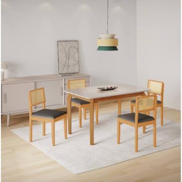 Imagem de Mesa Alegra 4 Cadeiras Jade 1,20 Jolie Cinza JCM - Cinamomo/Off