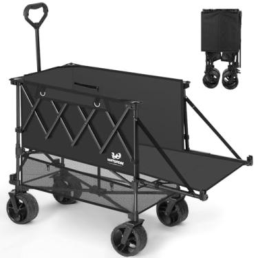 Imagem de Whitsunday Carroça de dois andares, carrinho de praia grande dobrável resistente com rodas grandes para todos os terrenos para esportes, acampamento, atividades ao ar livre, preto