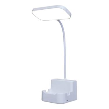 Imagem de Luminária de Mesa LED Flexível 3 Níveis, Base Porta-Celular e Porta-Caneta, Sem Fio, Branca