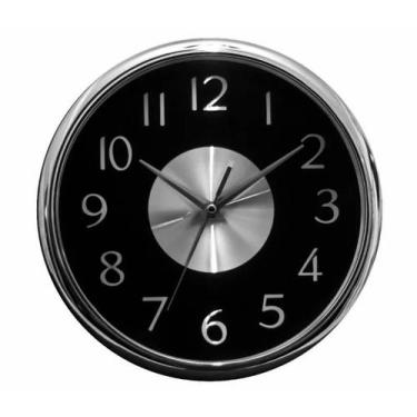 Imagem de Relógio De Parede Redondo Preto E Prata 30 X 30 Cm Bonito - Relox