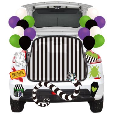 Imagem de CZgfva Kit de decoração de carro com tema de besouro de Halloween, 45 peças, animais assustadores, fantasmas, corações, toalhas de mesa, balões, decoração interna e externa para SUV, casas, arcos