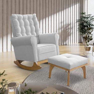Imagem de Poltrona Cadeira Sala Leitura Descanso Balanço Amamentação Puff Linho