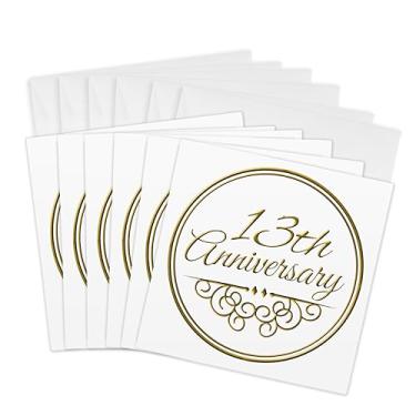 Imagem de 3dRose Presente de 13º aniversário - comemorando aniversários de casamento 13 treze anos juntos - Cartões comemorativos, 15 x 15 cm, conjunto de 6 (gc_154455_1)