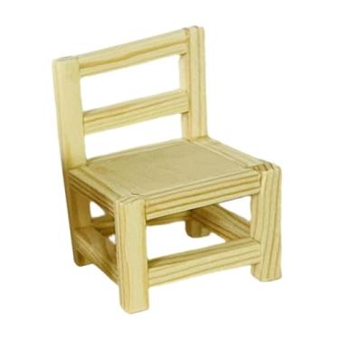 Imagem de menolana Acessório para móveis de casa de bonecas, miniatura de cena, coleção de miniaturas, móveis de madeira para decoração de casa de bonecas em escala 1:12, Cadeira 4x6cm