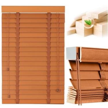 Imagem de Persianas de madeira de 5 cm para janelas internas: Persianas e persianas blecaute de madeira, persianas horizontais de privacidade de tamanho personalizado para casa, quarto, banheiro, sala de estar