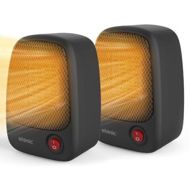 Imagem de shinic 2 Pack Ceramic Small Space Personal Mini Heater,500W Portable Electric Heater for Indoor Use,Overheat Protection,Quiet Heater for Under Desk Home Office Bedroom,Black