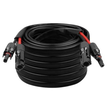 Imagem de Cabo solar 10AWG – Cabo de extensão de painel solar de 10 m, fio fotovoltaico de calibre 10 com manga protetora retardante de chamas, conector impermeável fêmea e macho para trailer, sistemas