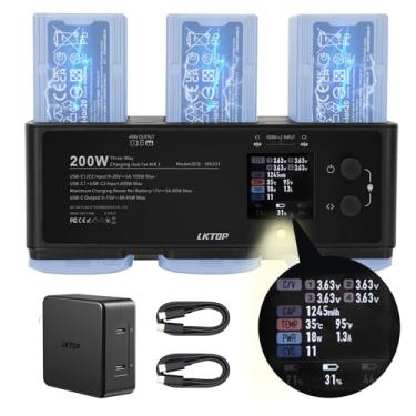 Imagem de LKTOP Kit de carregador rápido de bateria Air 3/Air 3S 200W para DJI/Specta Air3 Series Hub de carregamento de drone com 1 adaptador de alimentação USB-C de 100 W, modo de armazenamento/coleta de