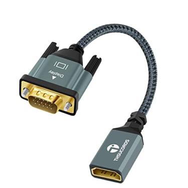 Imagem de Thsucords Cabo adaptador HDMI para VGA 0,3 m, extensor de extensão HDMI trançado de nylon fêmea para VGA macho, suporta 720P/1080p PC computador desktop laptop monitor projetor HDTV