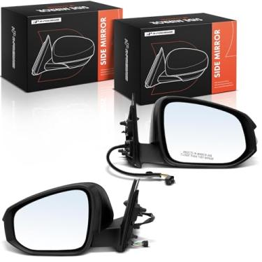 Imagem de A-Premium Par (2) espelhos retrovisores elétricos do lado do motorista e do passageiro - compatível com Toyota Highlander 2014 2015 2016 2017 2018 - Espelho retrovisor externo preto dobrável manual