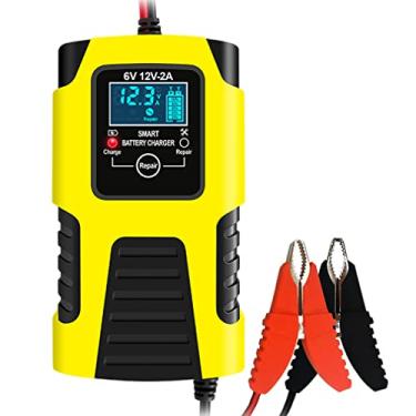 Imagem de Huiaipaic Carregador de bateria de 6V 12V, carregador inteligente totalmente automático de 2 amperes, carregador portátil, reparo de bateria de carro e dessulfator para automóvel, barco, motocicleta