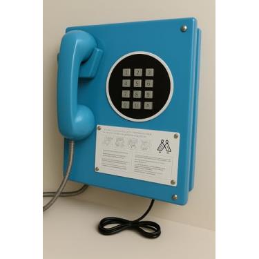 Imagem de Telefone Público Antigo Retrô Vintage Decorativo, 40 x 23 cm, Cores Disponíveis, Modelo Orelhão Brasileiro (Azul)