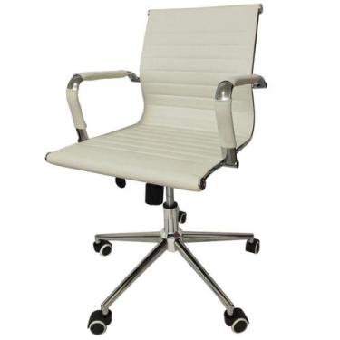 Imagem de Cadeira Giratória Baixa Office Esteirinha Rivatti em PU Branco Base Ro