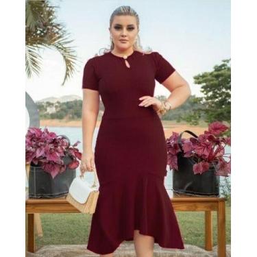 Imagem de Vestido Midi Plus Size Botão Na Gola Moda Evangélica Feminina - Miss F