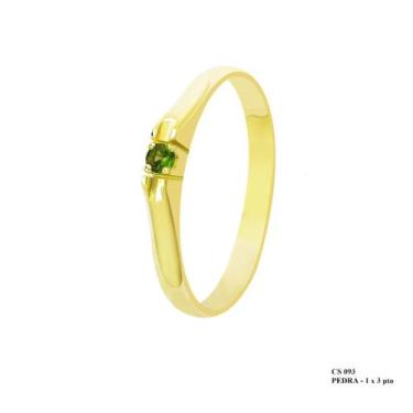 Imagem de Solitário Linea Ponto de Luz Verde 2mm em Ouro 18k - JoiaUnica